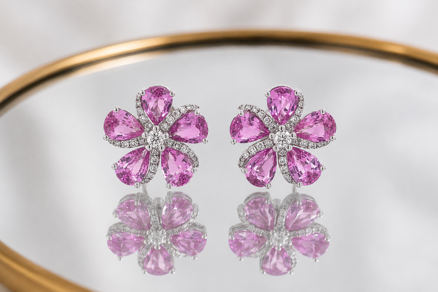 Diamond Swirl Blossom Earrings
