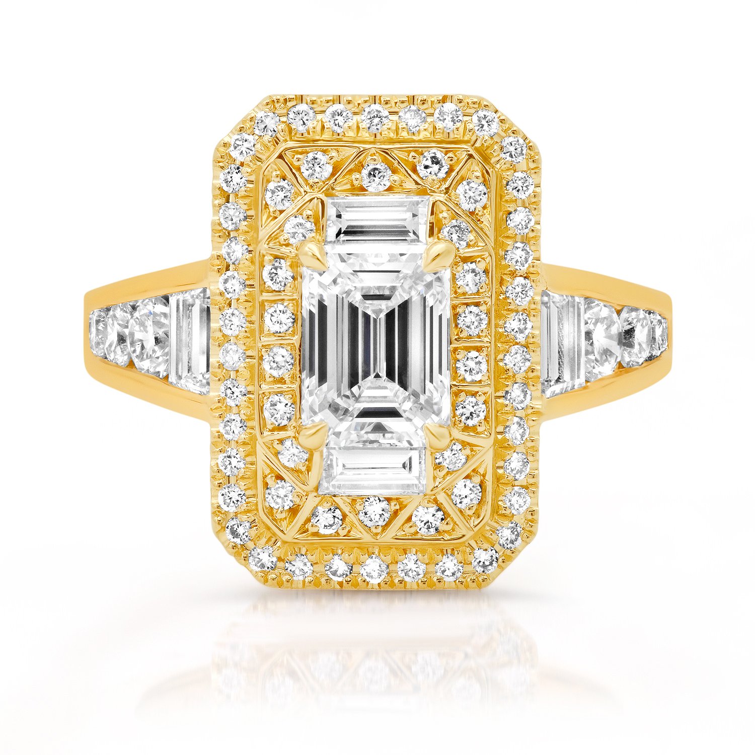 Bespoke Emerald Cut & Clustered Diamond Engagement Ring 1.jpg