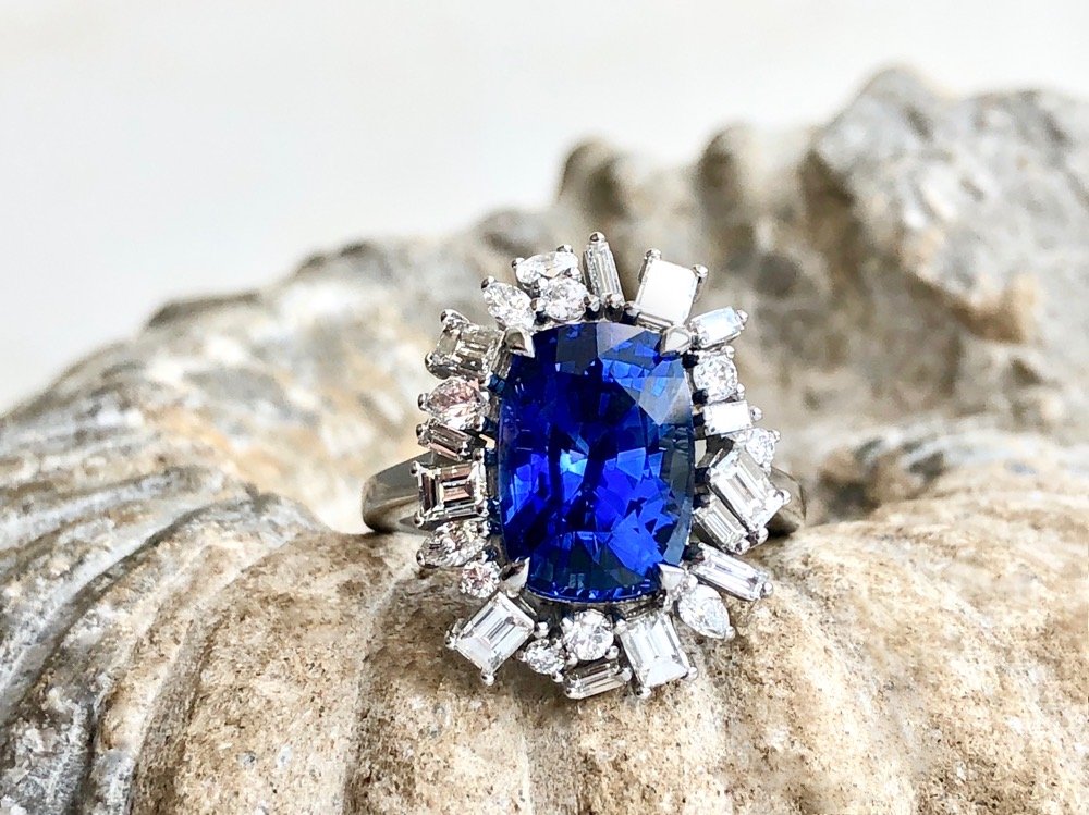 Sapphire and Diamond Cluster Engagement Ring 4.JPG