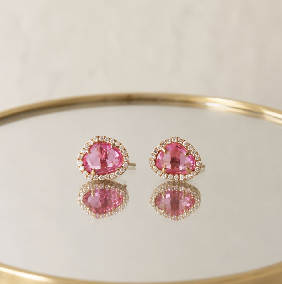 Pink Rose Halo Earrings