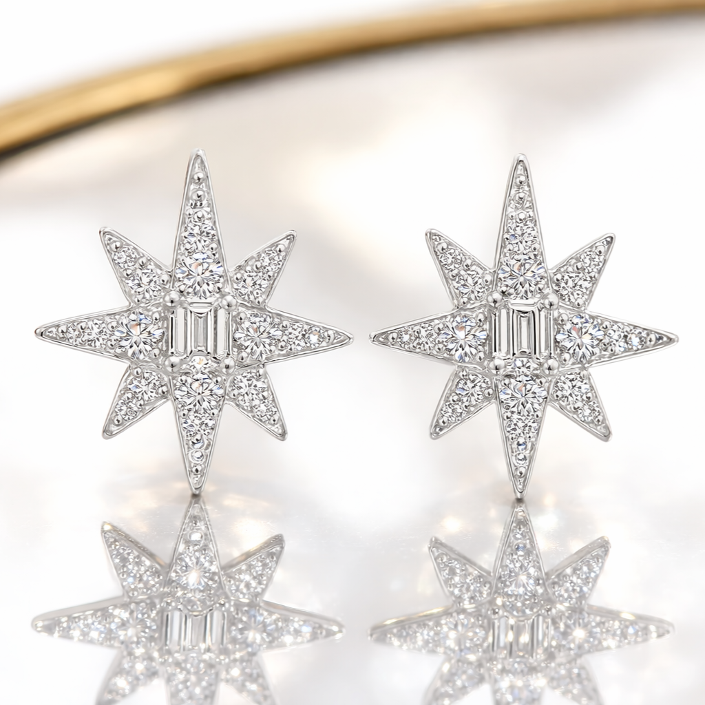 Celestial Starburst Diamond Studs