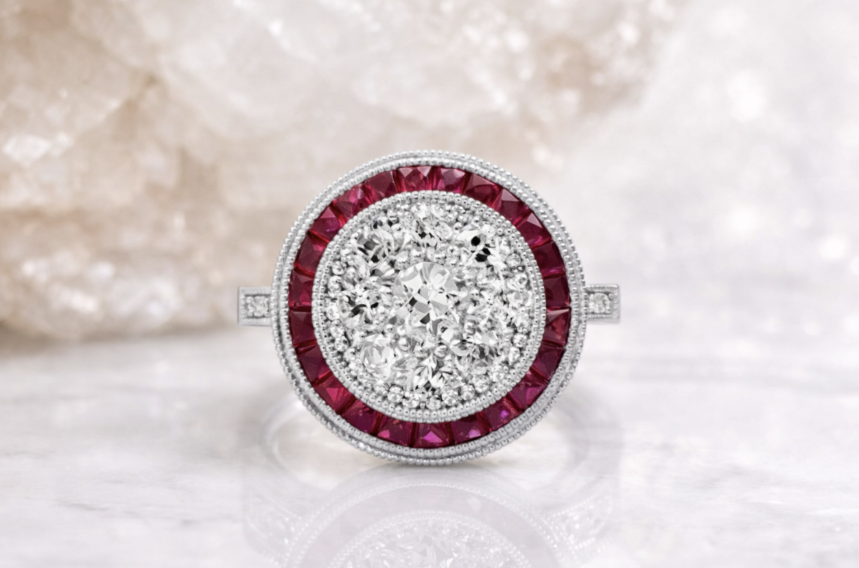 Ruby Halo Engagement Ring