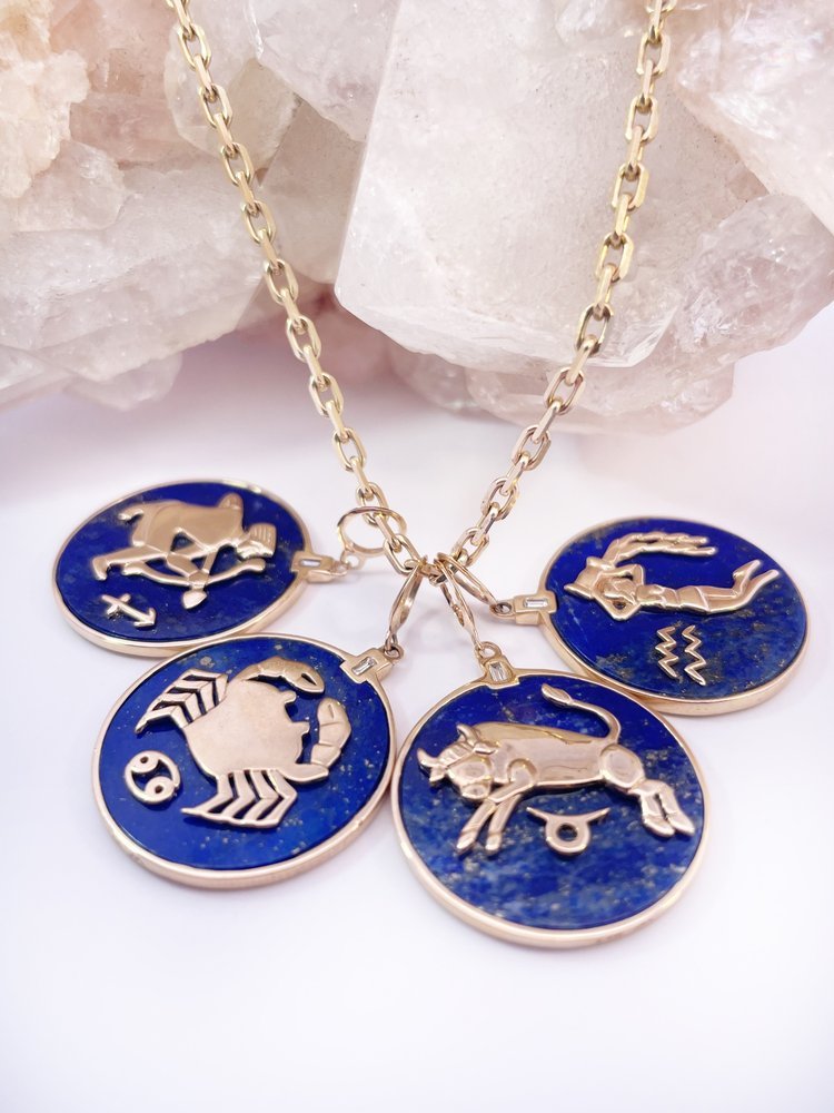 Diamond and Lapis Zodiac Charms
