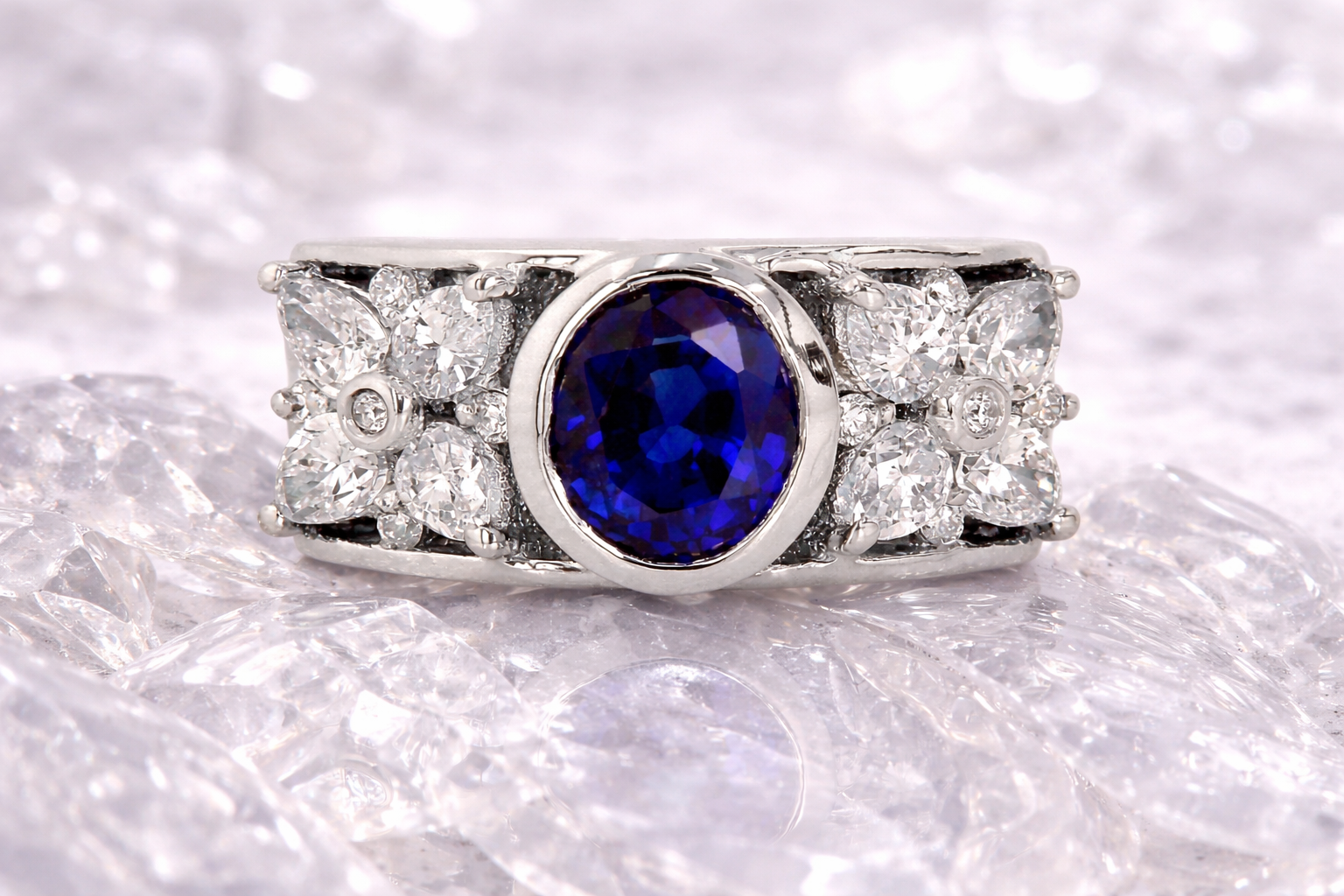 Sapphire Flower Engagement Ring