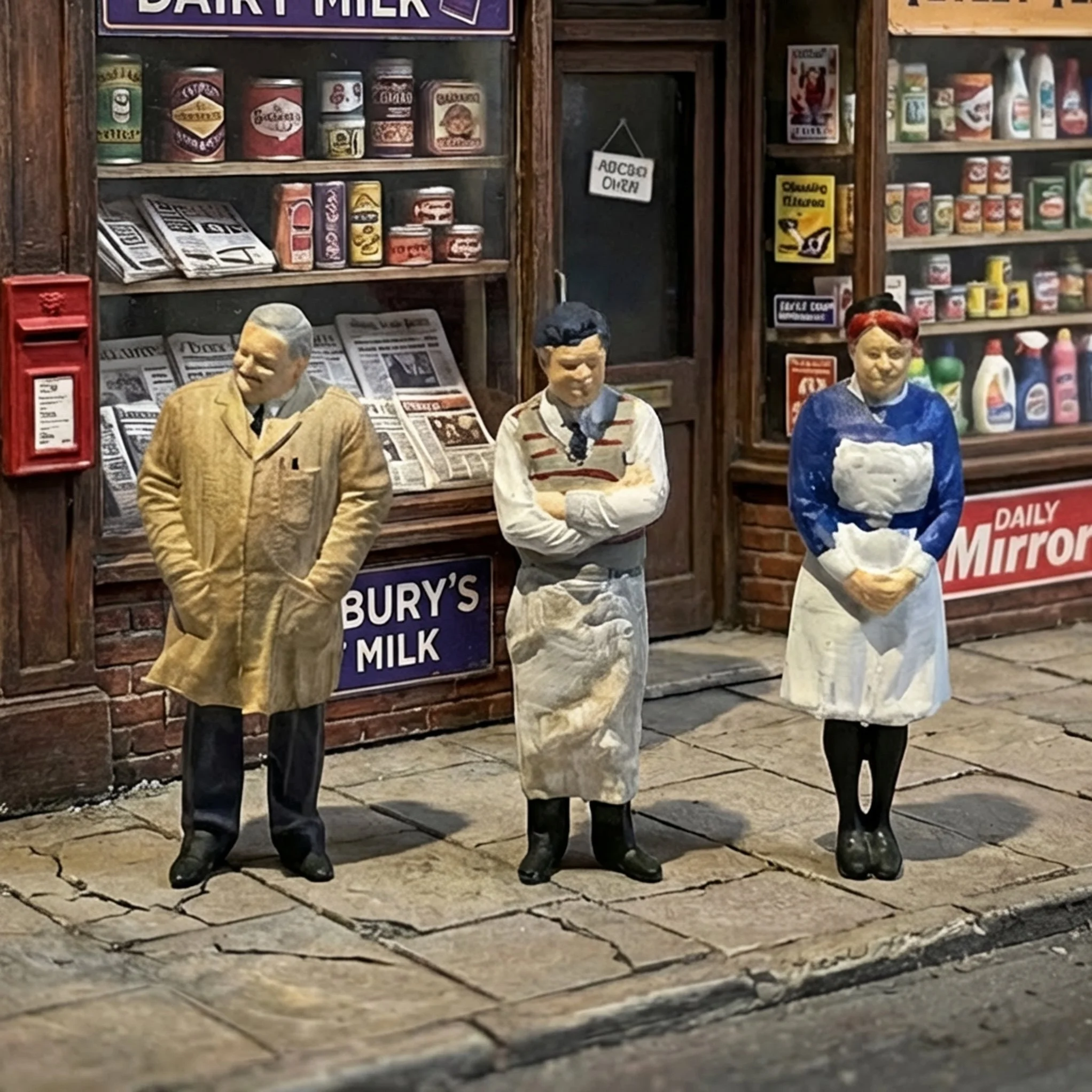 FG55 - Corner Shop Staff and Customer (x3)