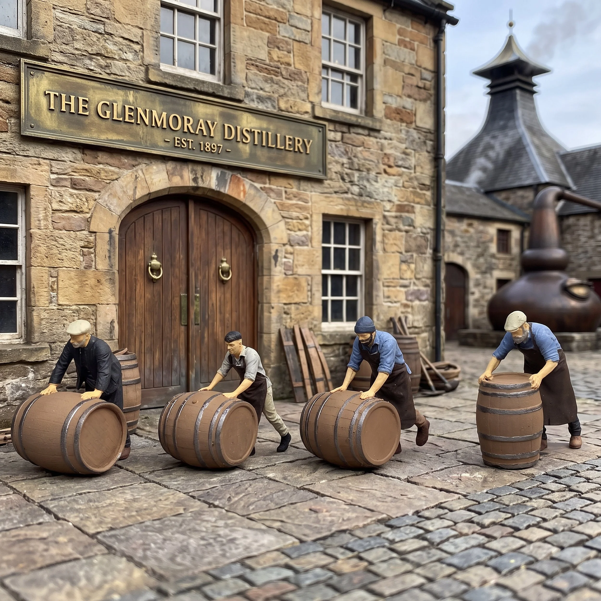 FG62 - Distillery Workers with Barrels (x4)