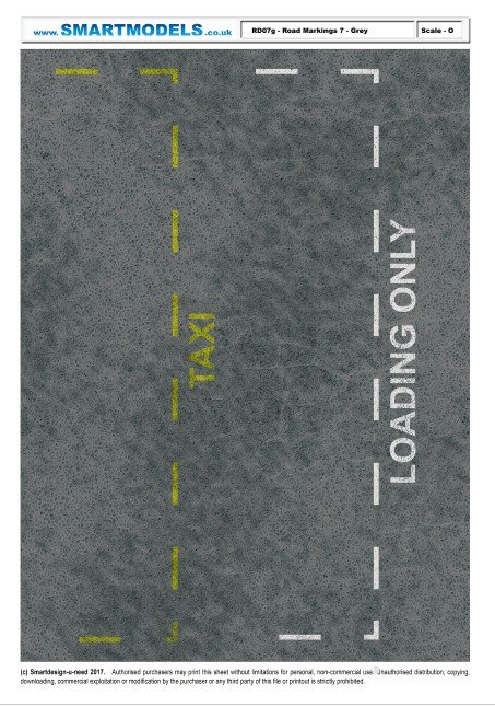 RD07g - Road markings sheet number 7 - Grey (O Scale)