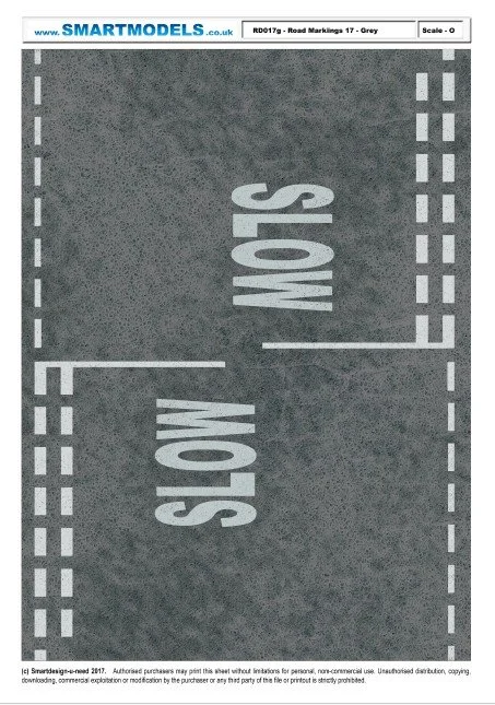 RD17g - Road markings sheet number 17 - Grey (O Scale)