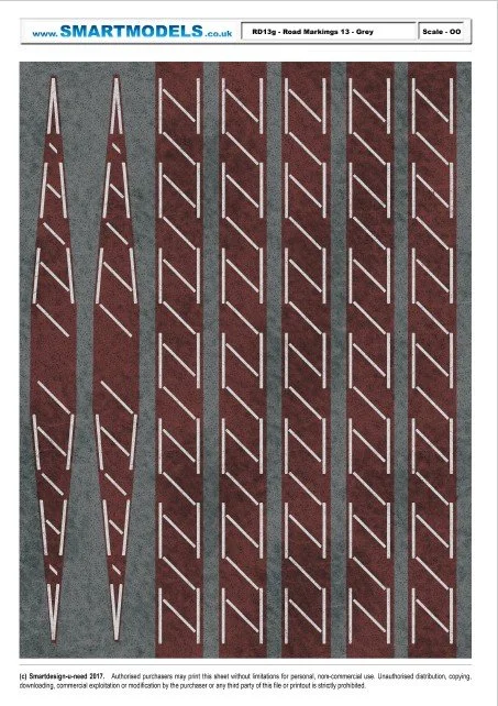 RD13g - Road markings sheet number 13 - Grey (OO Scale)