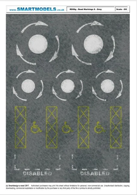 RD06g - Road markings sheet number 6 - Grey (OO Scale)