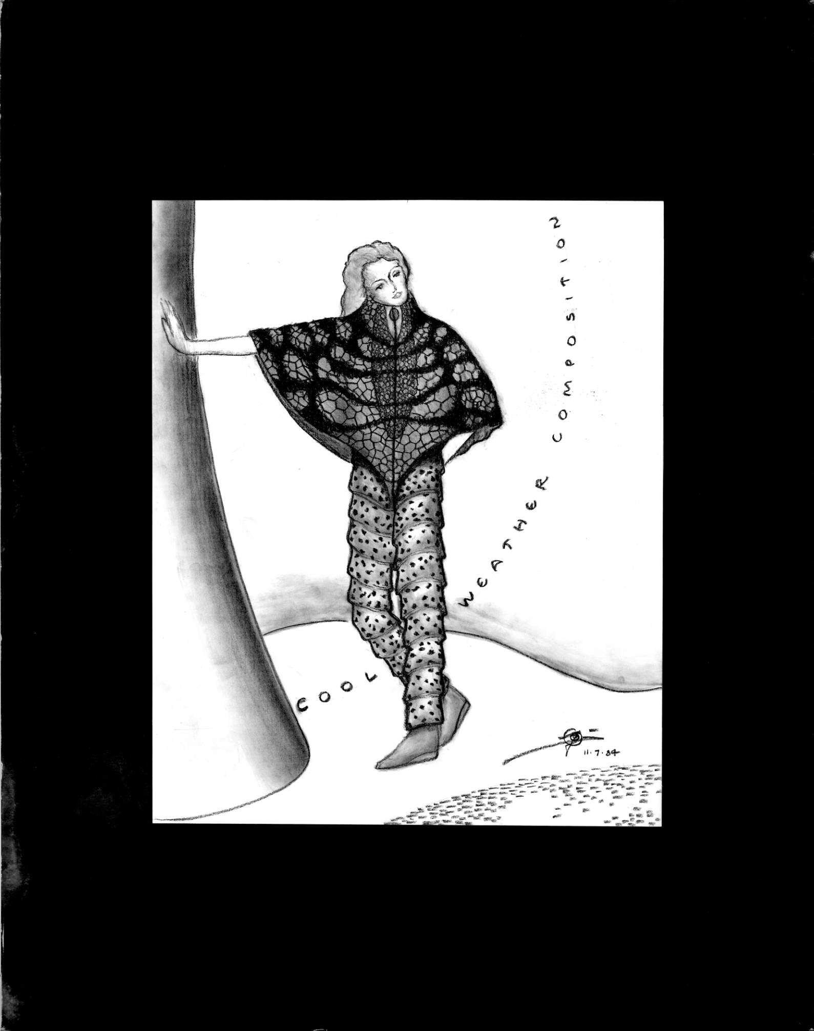 (72dpi) 1247_Cool Weather Composition UC Berkeley Fine Art Dept. Museum Exhibition Drawing__Clothing Design_B_W_22W by 28H_1984-11-07.jpg