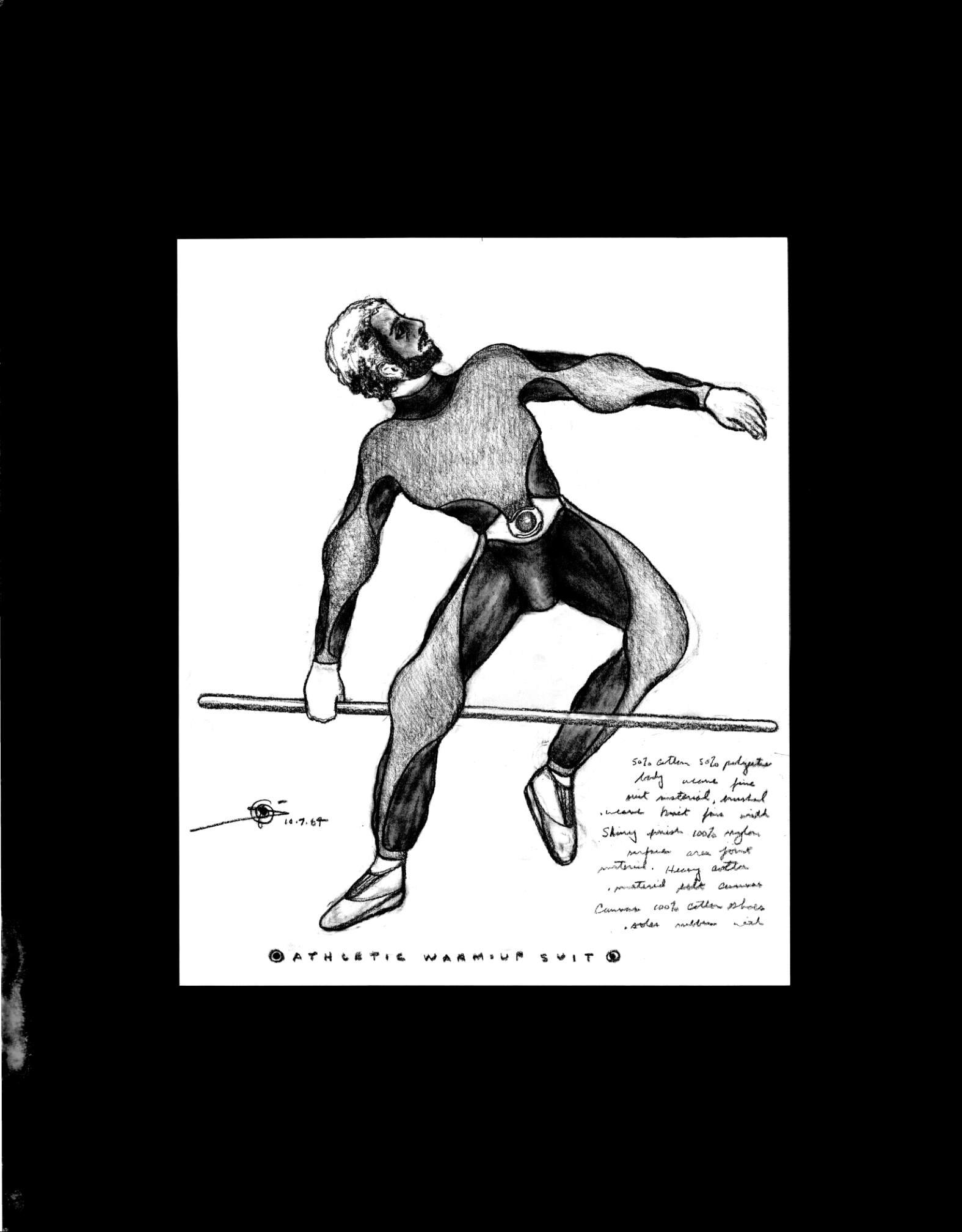 (72dpi) 1185_Athletic Warm-up Suit UC Berkeley Fine Art Dept. Museum Exhibition Drawing__Clothing Design_B_W_22W by 28H_1984-11-07.jpg