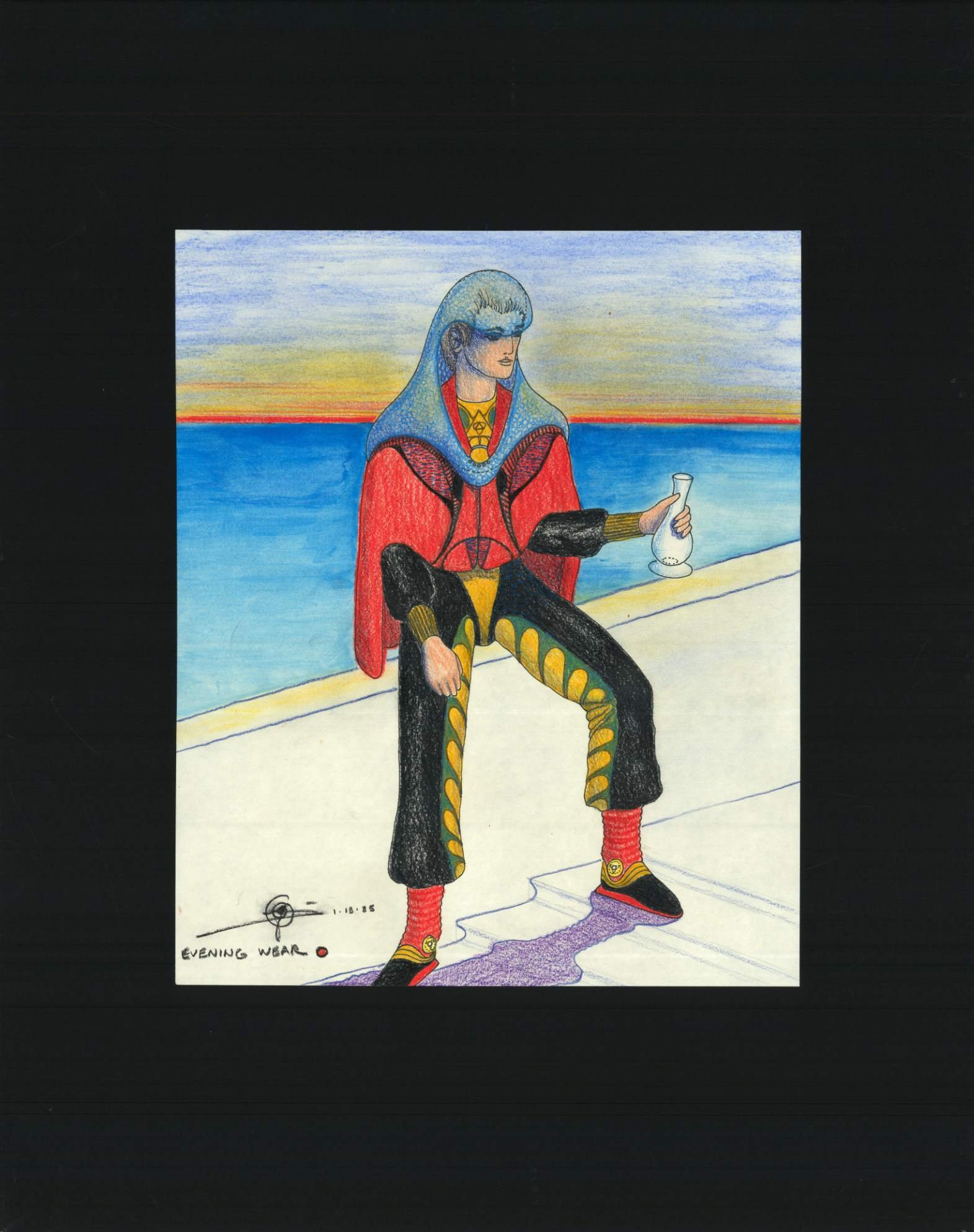 (72dpi) 1226_Evening wear UC Berkeley Fine Art Dept. Museum Exhibition Drawing__Clothing Design_Color_22W by 28H_1985-01-18.jpg