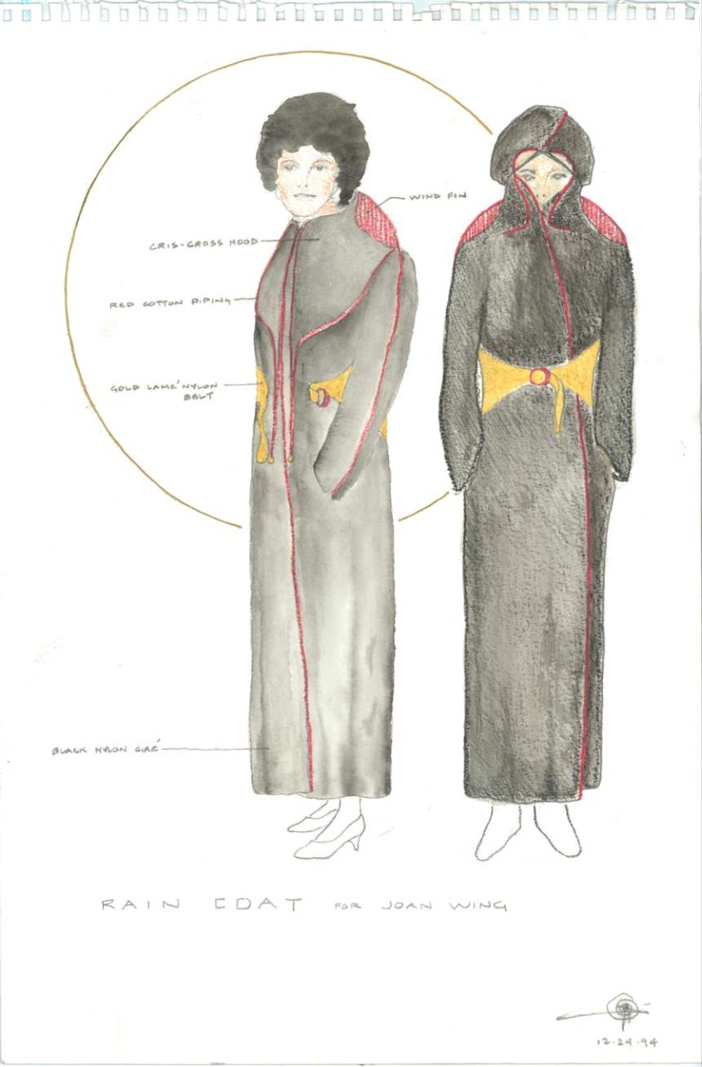 (72dpi) 0195_Rain Coat for Joan Wing--12 by 18 color drawing with cover To Joan from a secret admirer__Clothing Design_Color_12x18_1994-12-24_Page_1.jpg