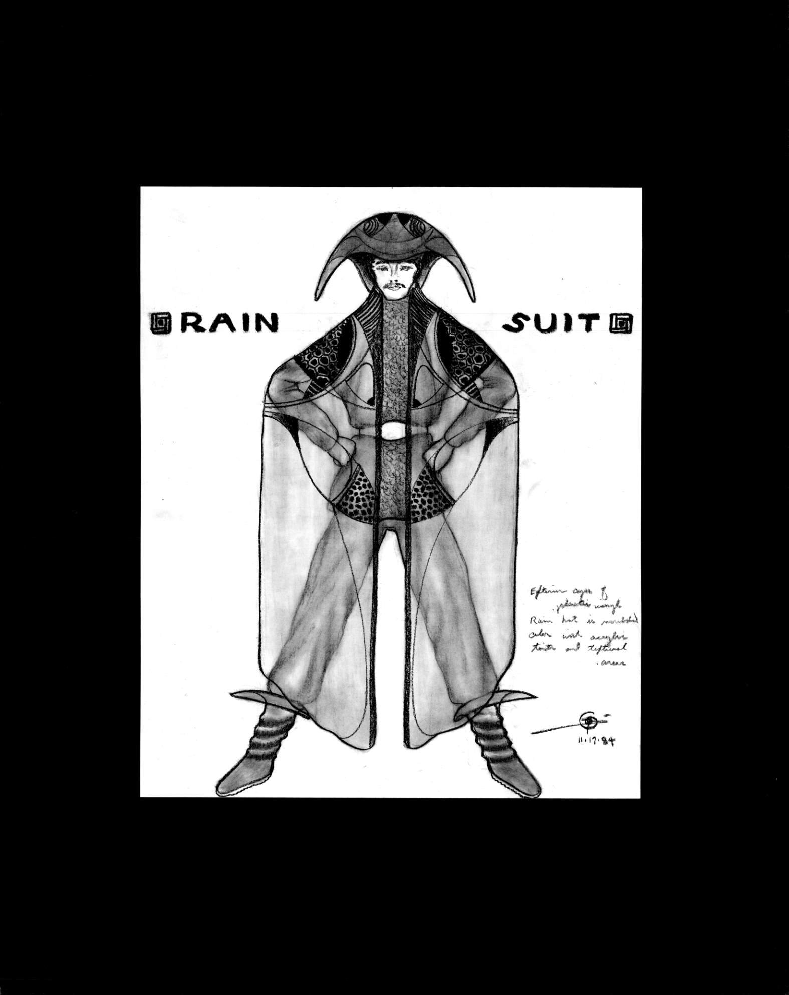 (72dpi) 1229_Rain Suit UC Berkeley Fine Art Dept. Museum Exhibition Drawing__Clothing Design_B_W_22W by 28H_1984-11-17.jpg
