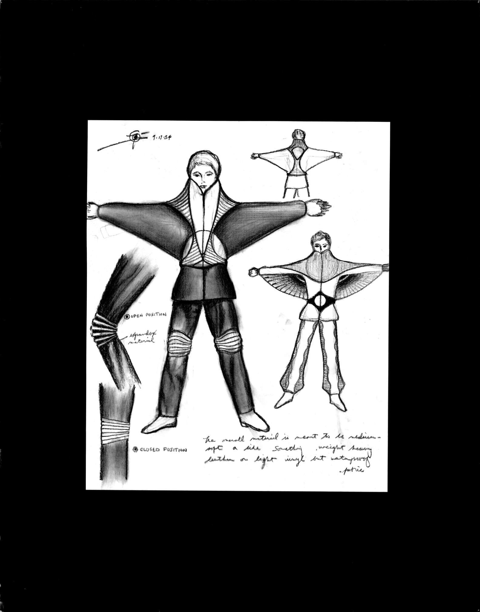 (72dpi) 1236_Wing outfit UC Berkeley Fine Art Dept. Museum Exhibition Drawing__Clothing Design_B_W_22W by 28H_1984-09-17.jpg