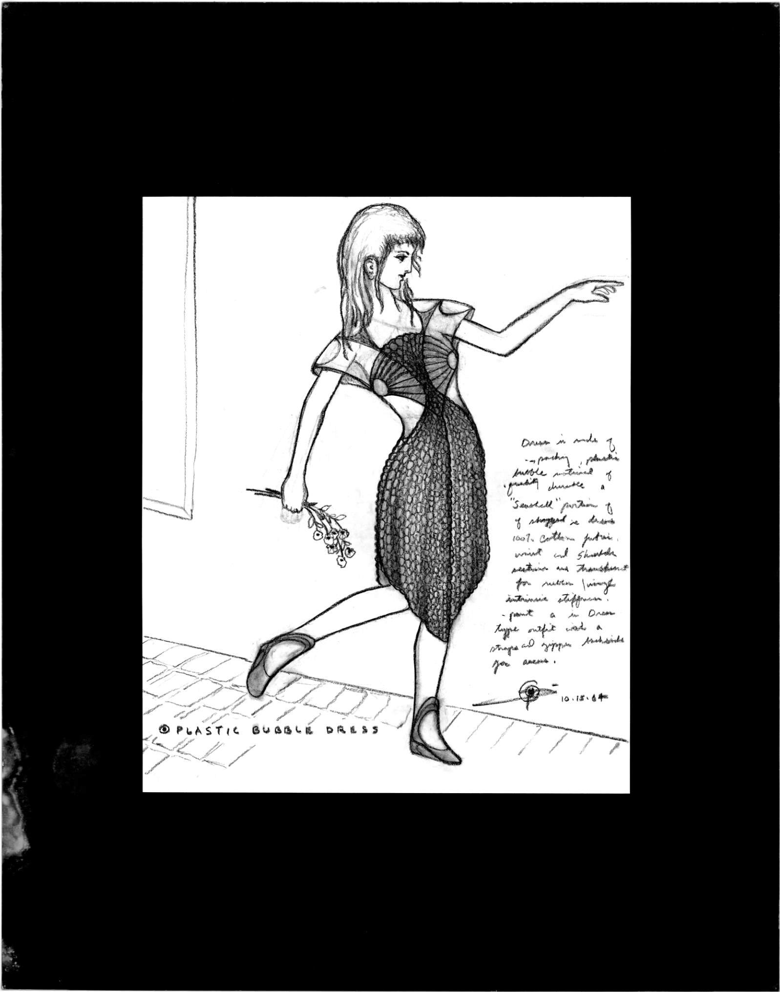 (72dpi) 1246_Plastic Bubble Dress UC Berkeley Fine Art Dept. Museum Exhibition Drawing__Clothing Design_B_W_22W by 28H_1984-10-15.jpg