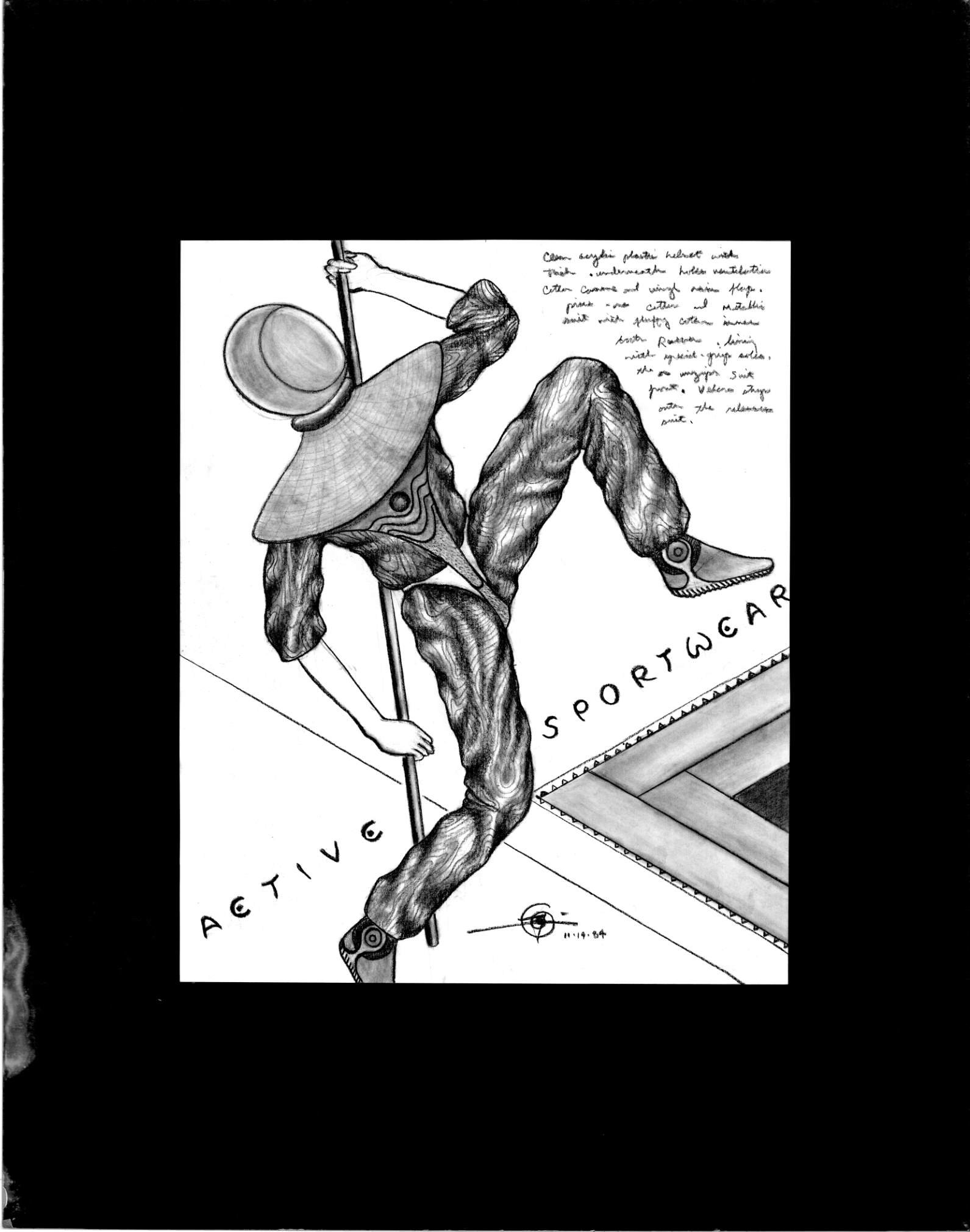 (72dpi) 1245_Active Sportswear UC Berkeley Fine Art Dept. Museum Exhibition Drawing__Clothing Design_B_W_22W by 28H_1984-11-14.jpg