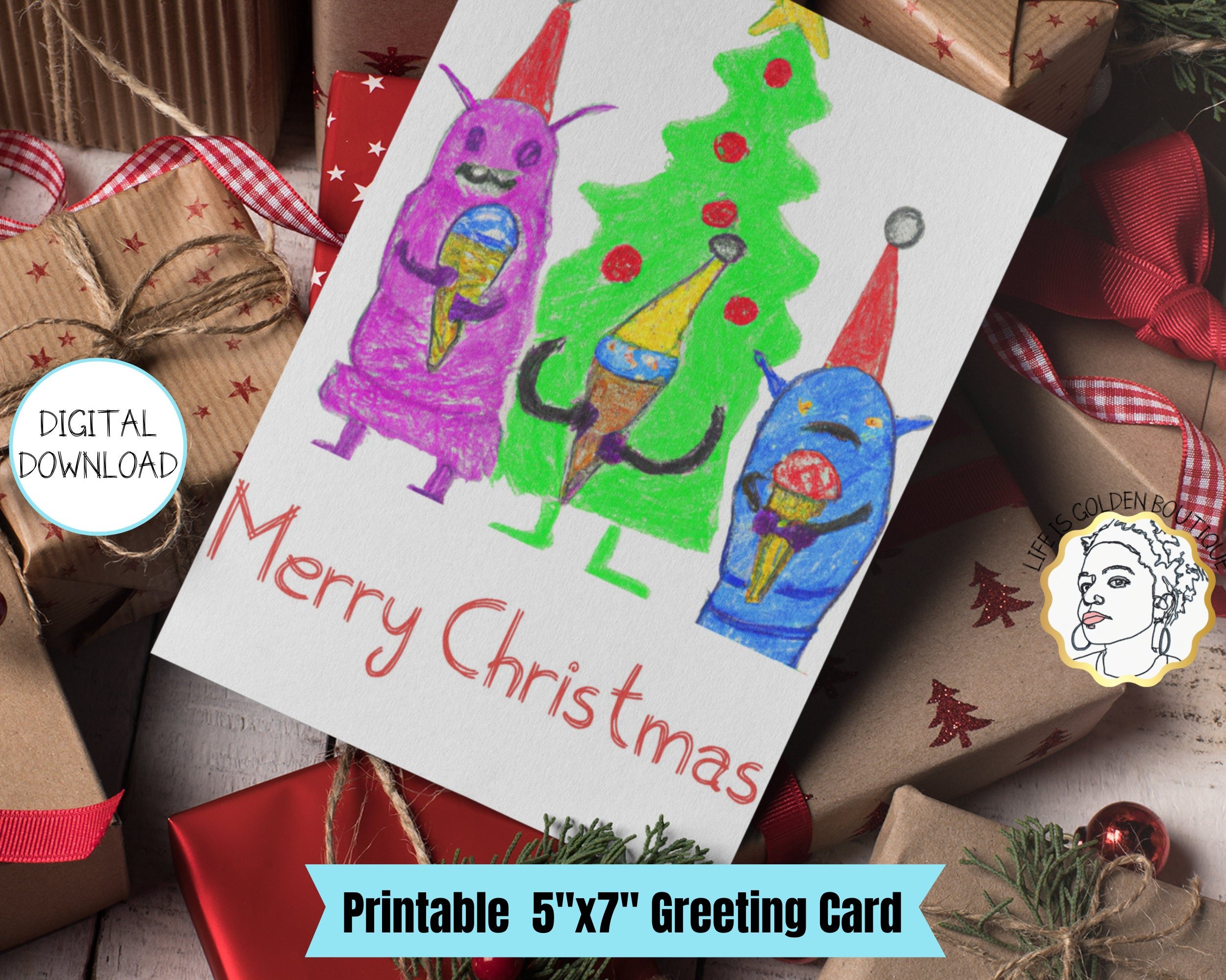Cute Blank Monster Christmas Card