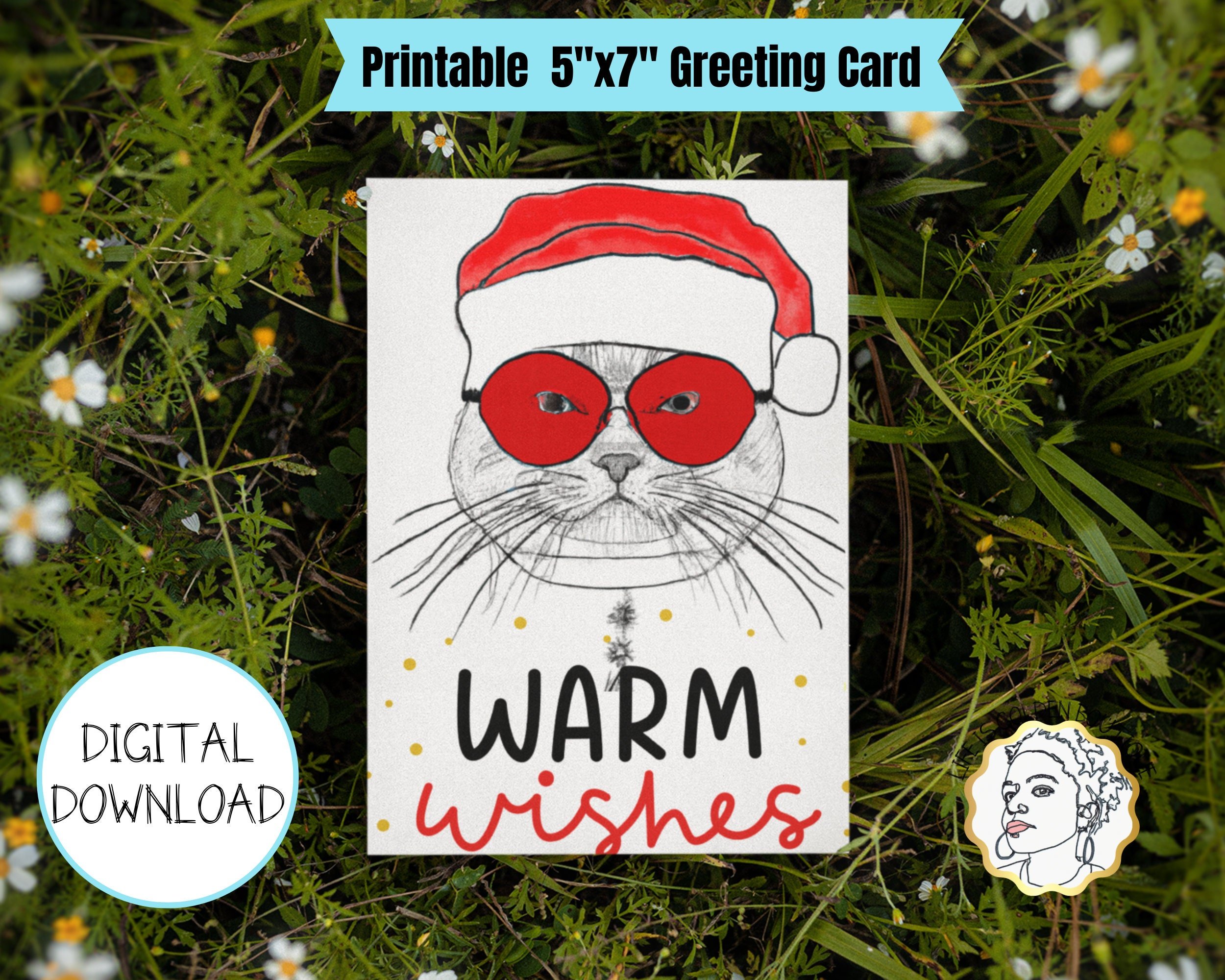 Cute Blank Cat Greeting/ Warm Wishes Card