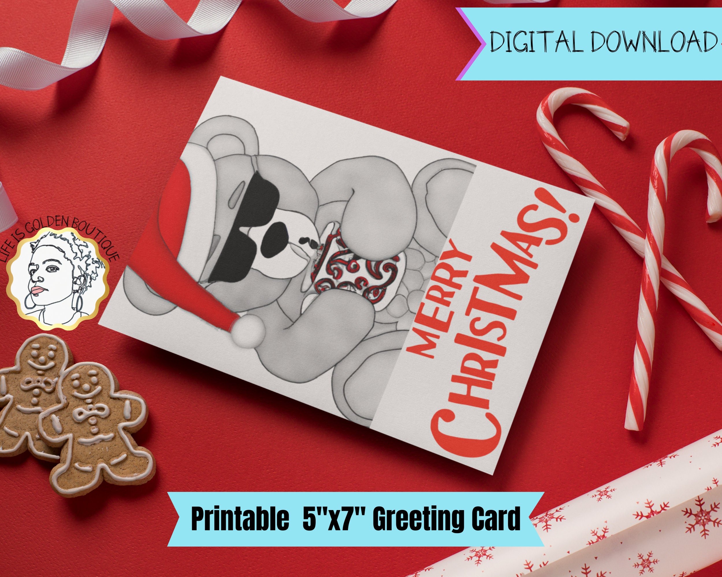 Blank Christmas Teddy Bear Greeting Card
