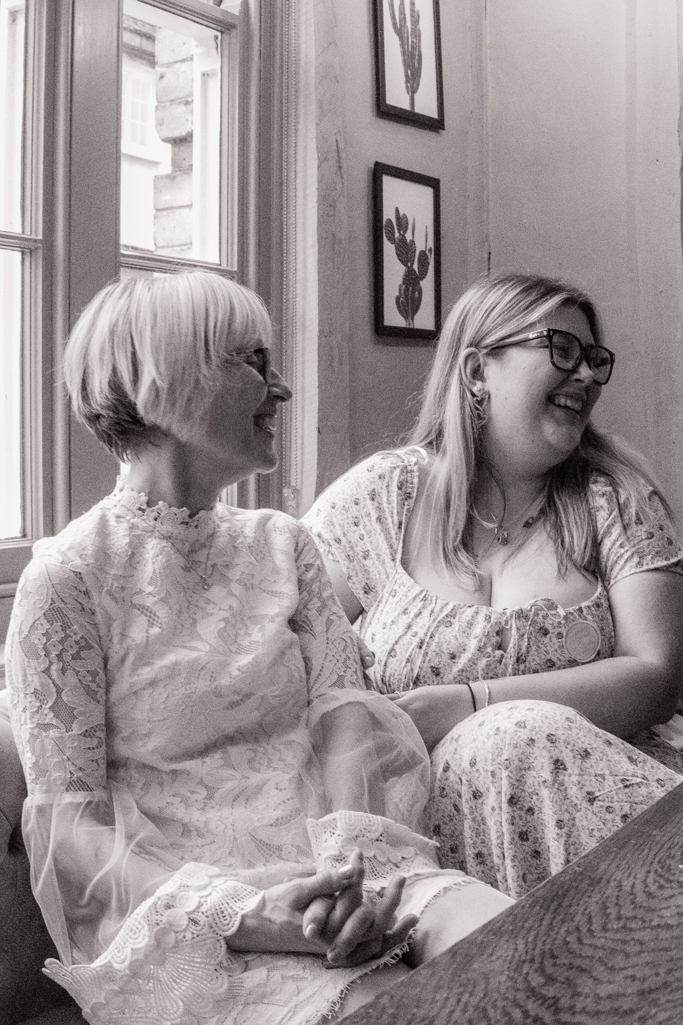 Mother and daughter laughing together