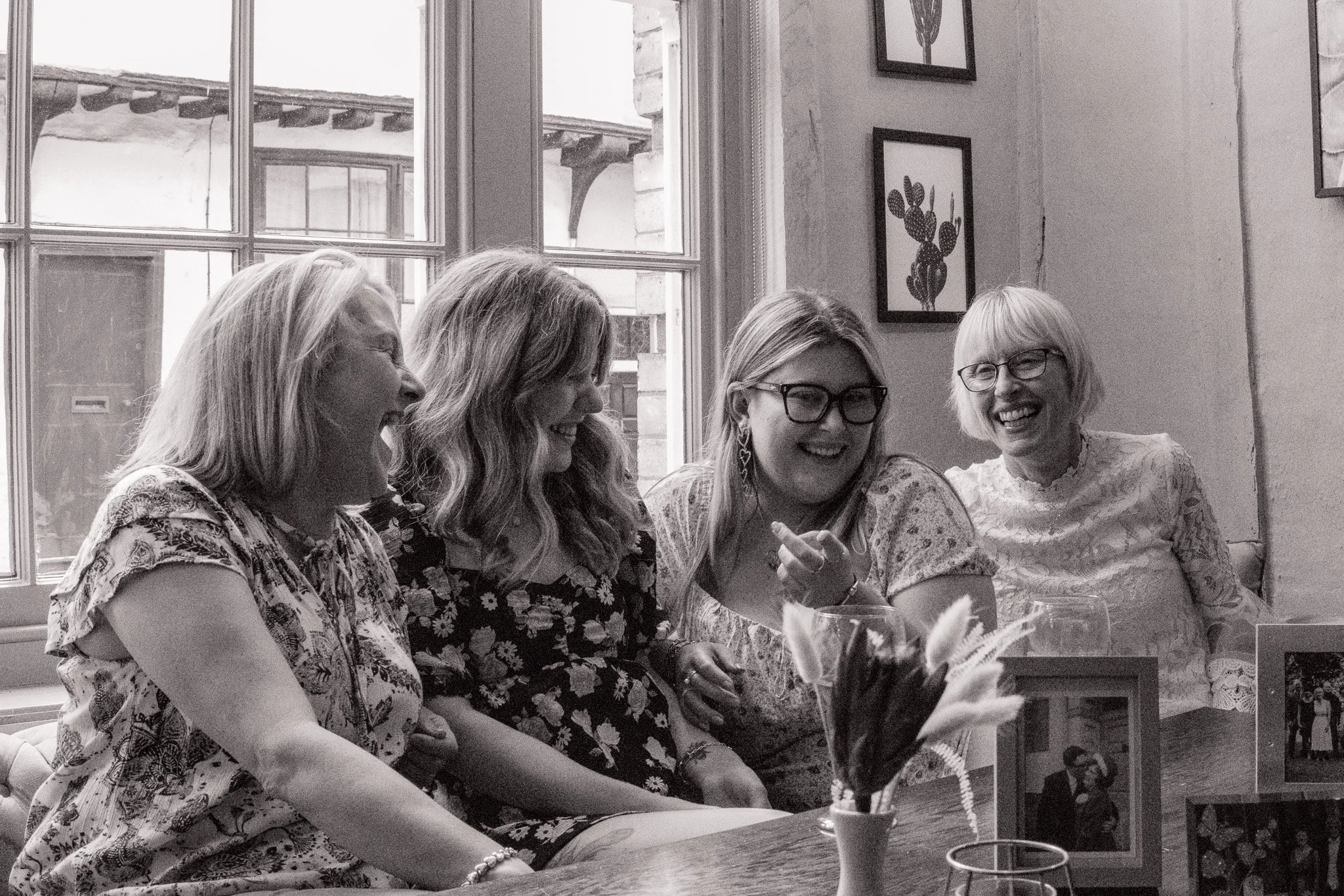 black and white family photo