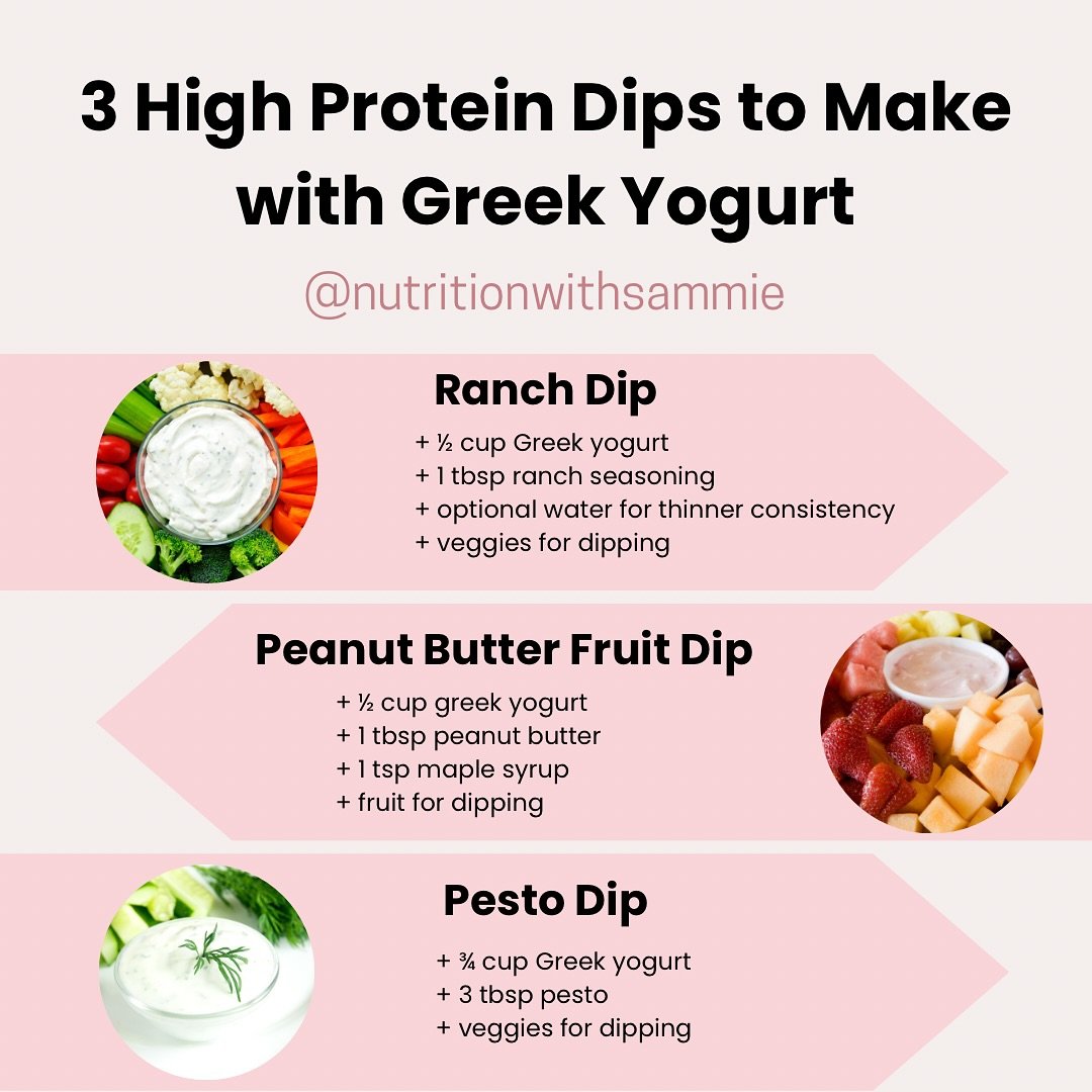 It&rsquo;s no secret that Greek yogurt is that girl💁&zwj;♀️

It is such a versatile ingredient that packs so much protein, making it an easy addition to almost any snack or meal.

Whether it&rsquo;s sweet or savory, there are SO many dip combination