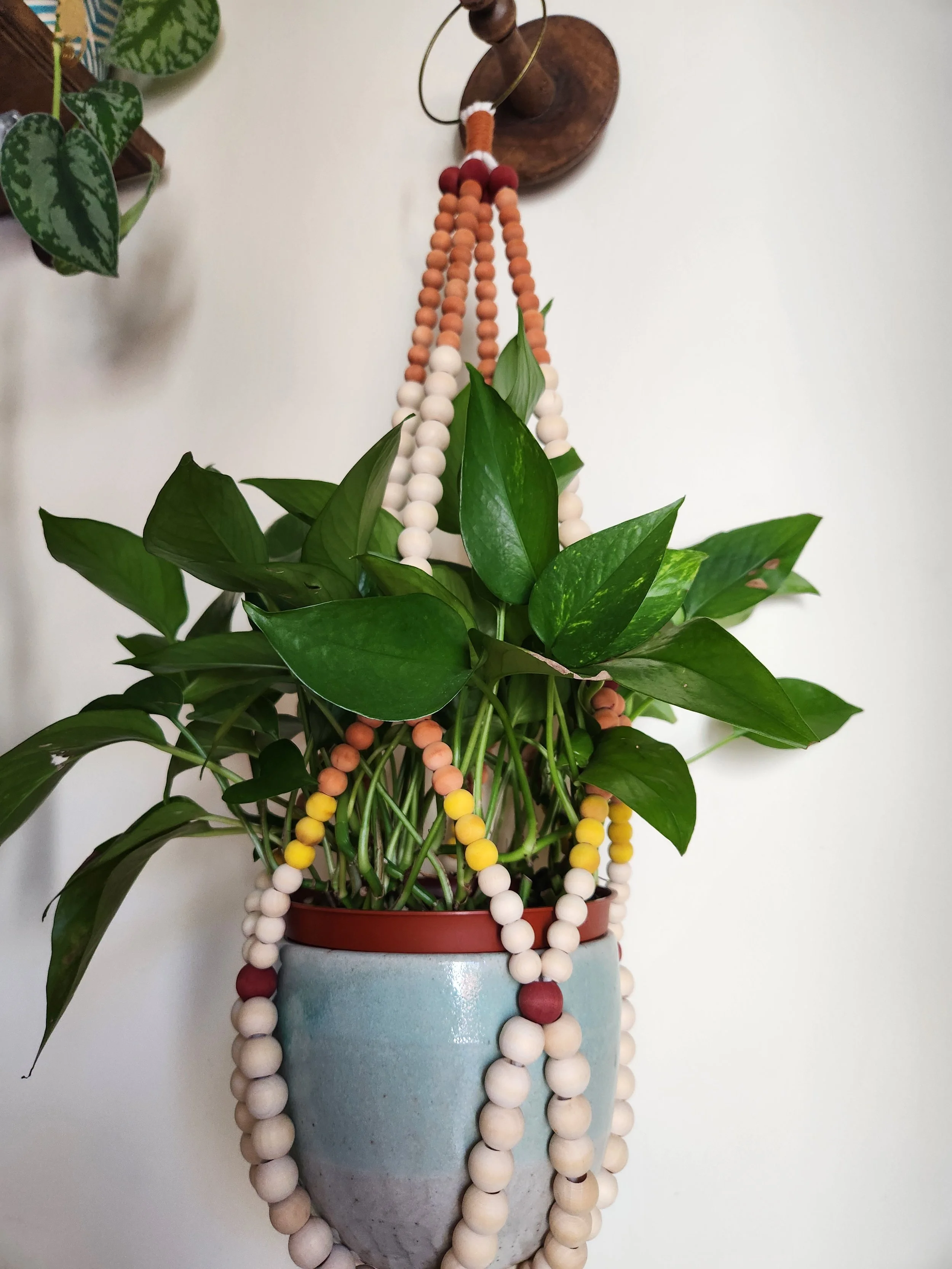 Wooden Bead Plant Hanger