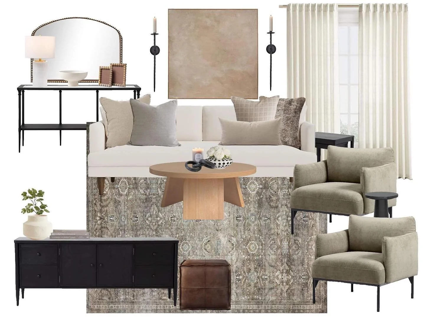 Just wrapped up this living room design rich with classic modern charm and a timeless aesthetic👌

My calendar has opened up! Let&rsquo;s get your home ready for cozy season 🍁🍂🕯️
.
.
.
.
.
.
.
.
.
.
.
.
.
#allisonkayeinteriors #familyroom #moodboa