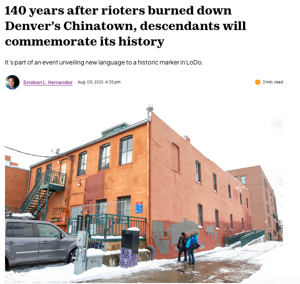 140 years after rioters burned down Denver’s Chinatown, descendants will commemorate its history