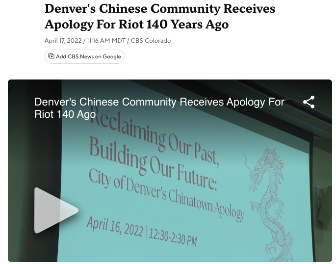Denver’s Chinese community receives apology for riot 140 years ago