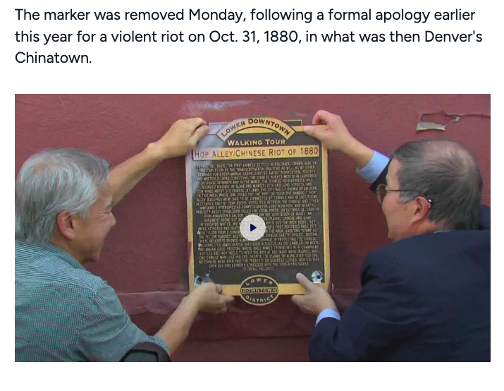 Denver removes anti-Chinese historical marker across from Coors Field