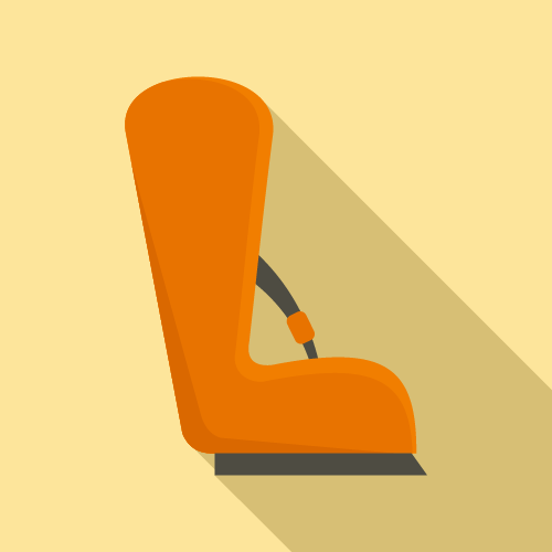 Illustration of orange forward facing car seat