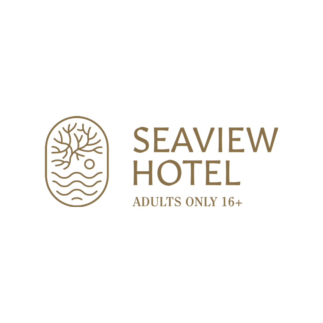 Seaview Hotel logo with a coastal illustration and “Adults Only 16+” text