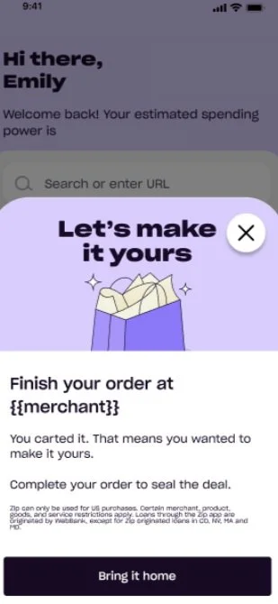 In-app message