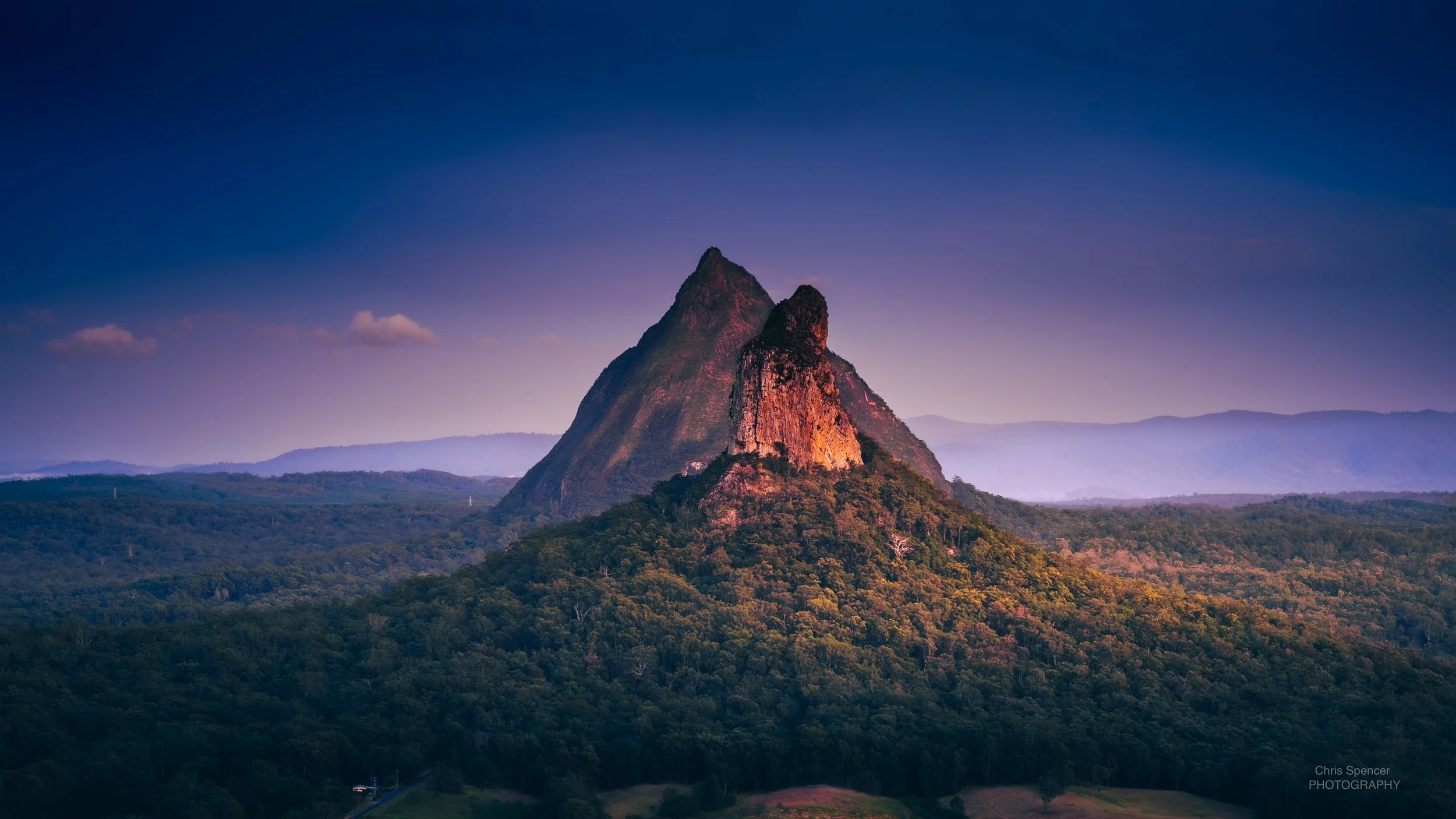 Mountain View  (Mt Coonwrin, Mt Beerwah. Glass House Mountains)