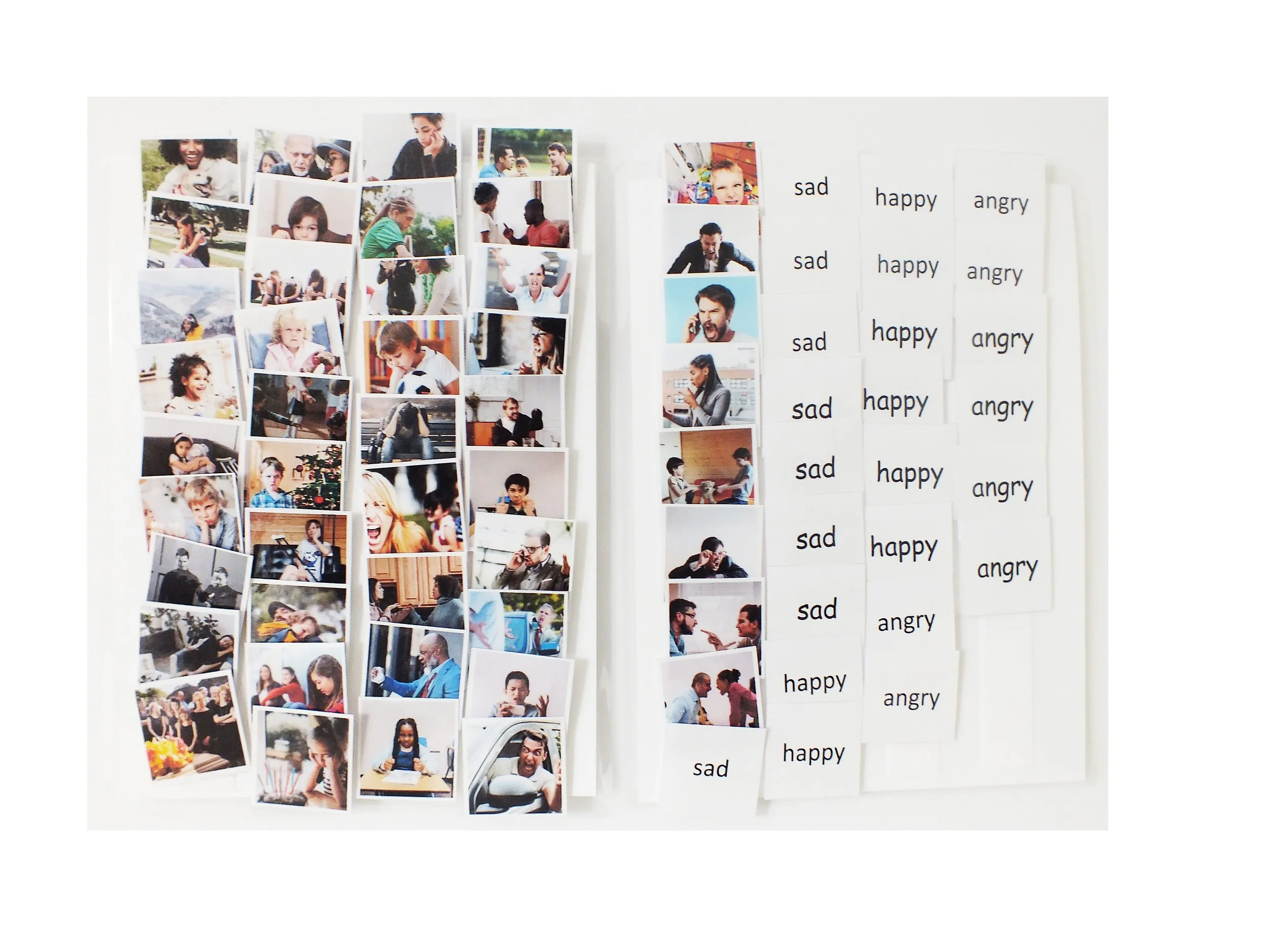 laminated, cut and velcroed visuals affixed to a storage page