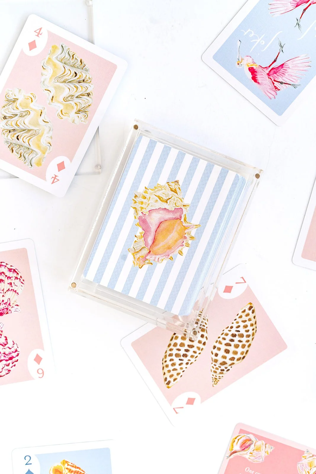 Seashell Playing Cards with Acrylic Box