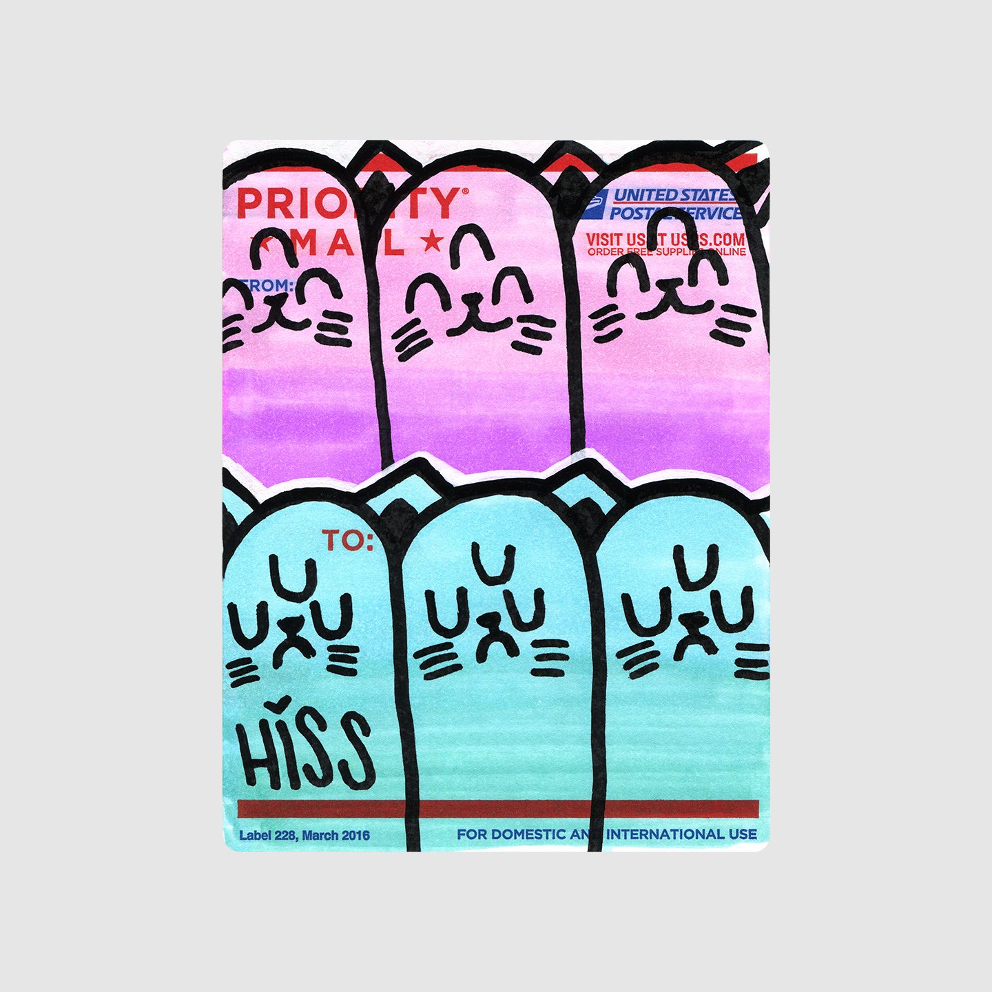 Hiss XX - Blue Purple Kitty Postal