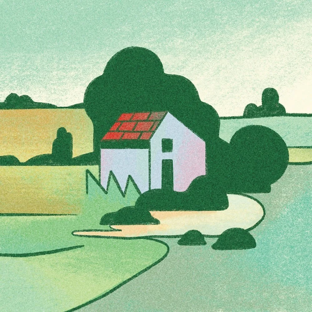 Sometimes I wonder what it would be like to live out in the countryside. 

Swipe to the second slide for a little surprise. 🍓

#landscapedrawing #strawberry #digitalillustration