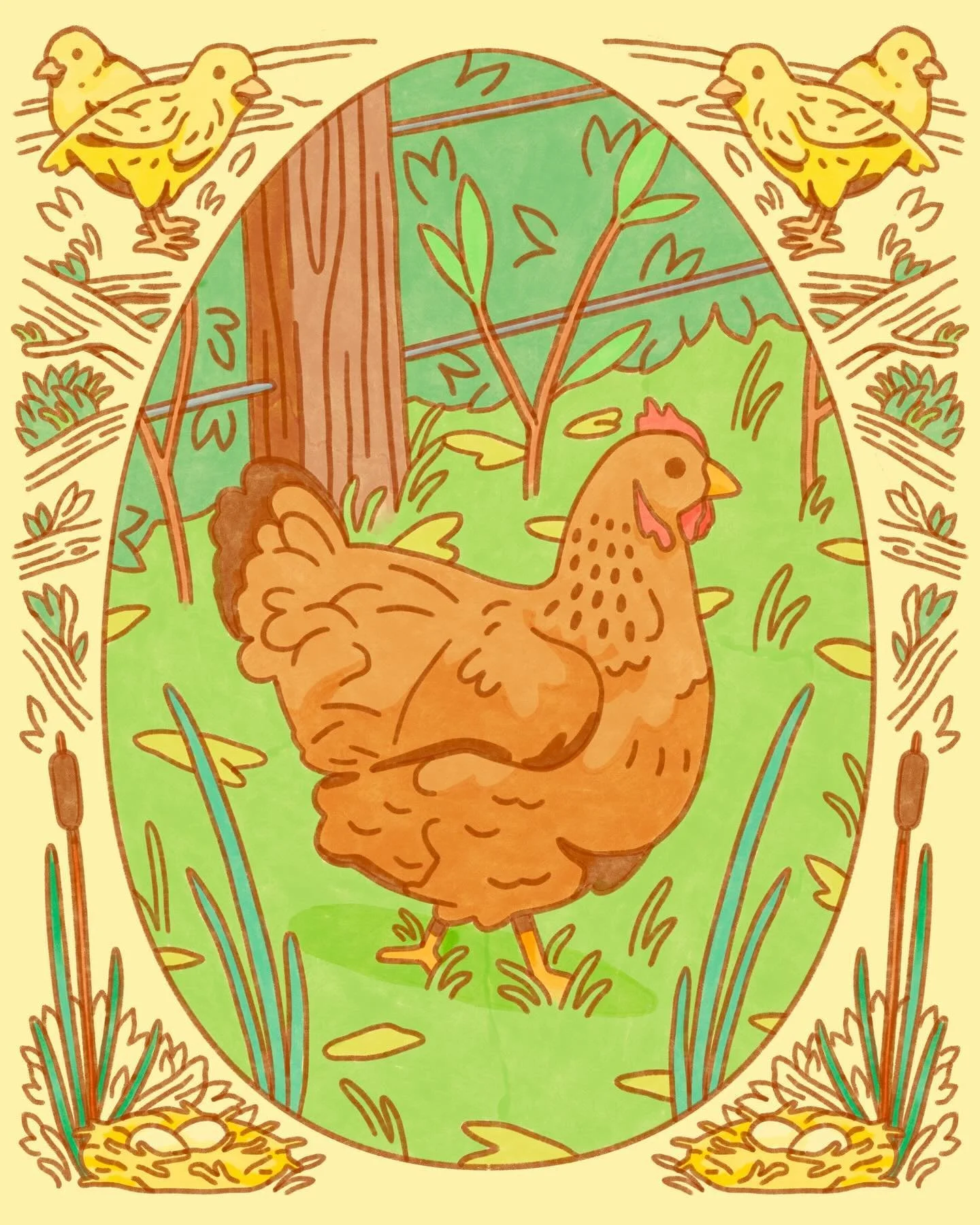 Another piece I printed a couple weeks ago @outletpdx. Just a chicken trying its best. 🐥

Thank you @sam.x3f for photographing and editing. 

#chicken #risograph #digitalillustration