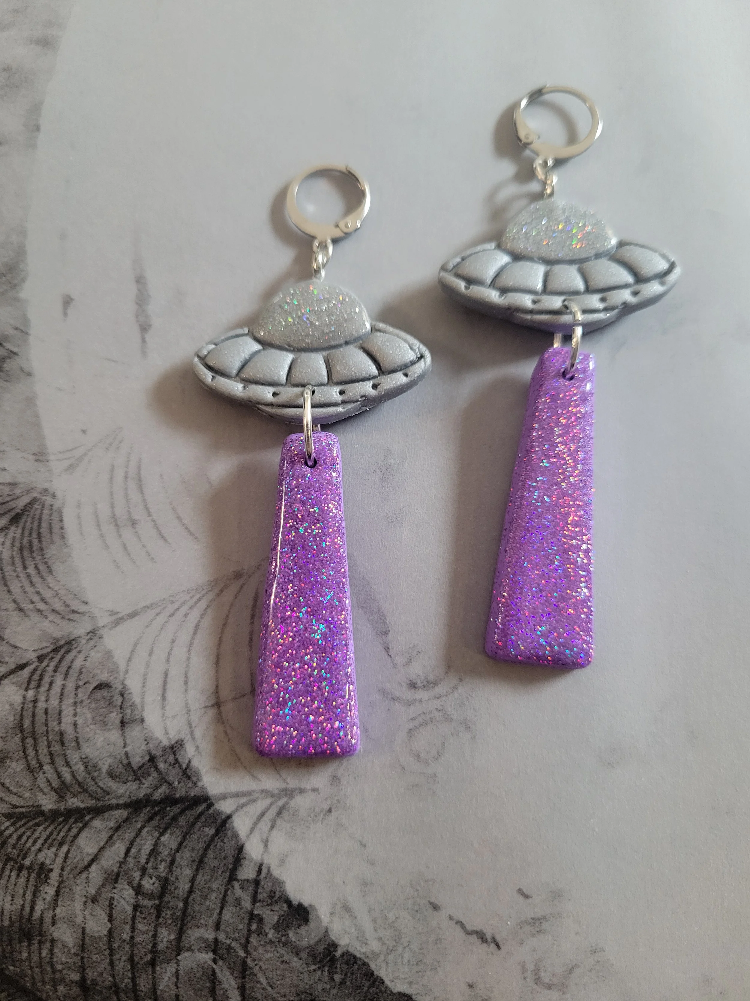 Glitter Beam UFO Earrings