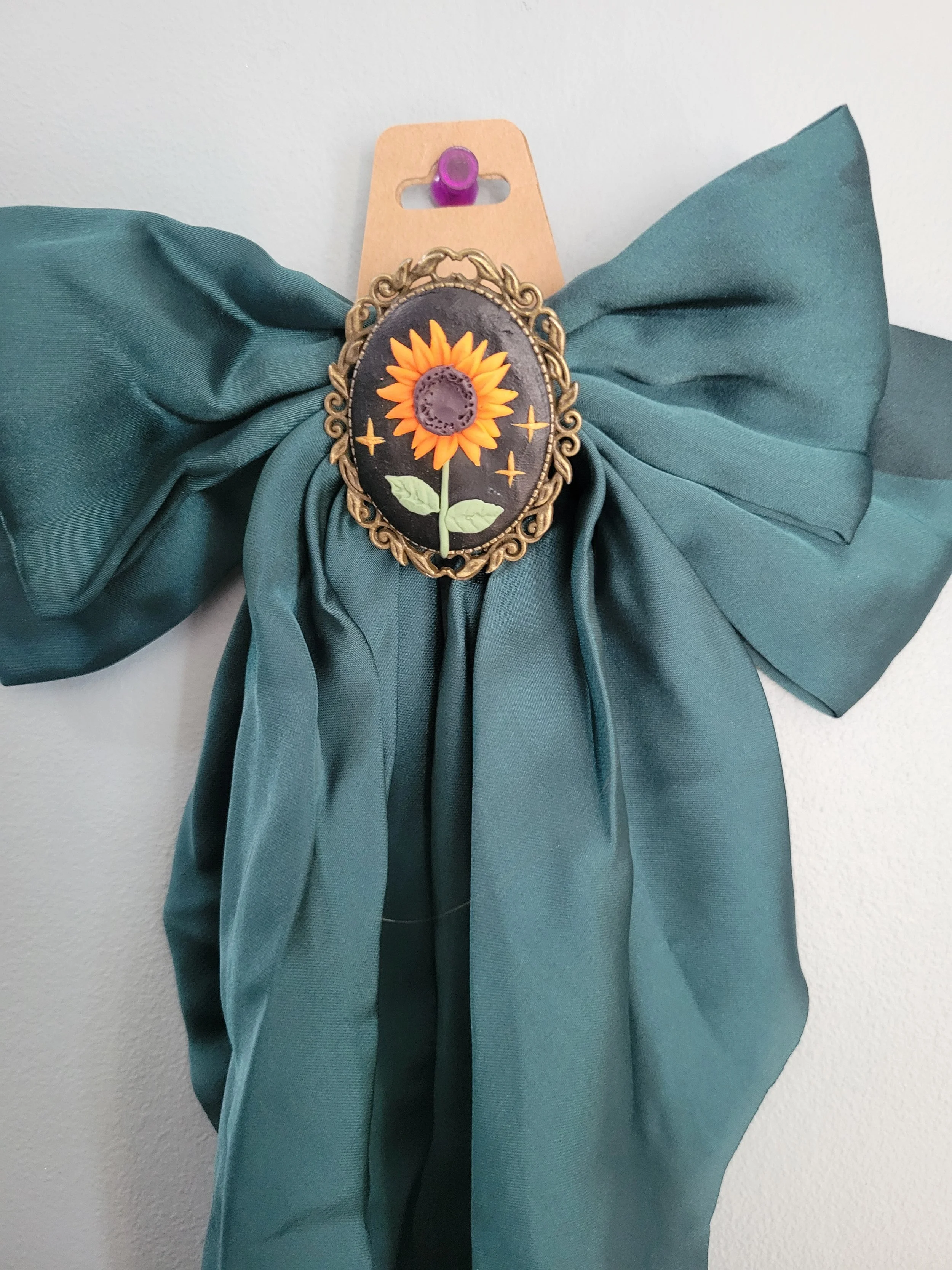 Forest Green Sunflower Bow