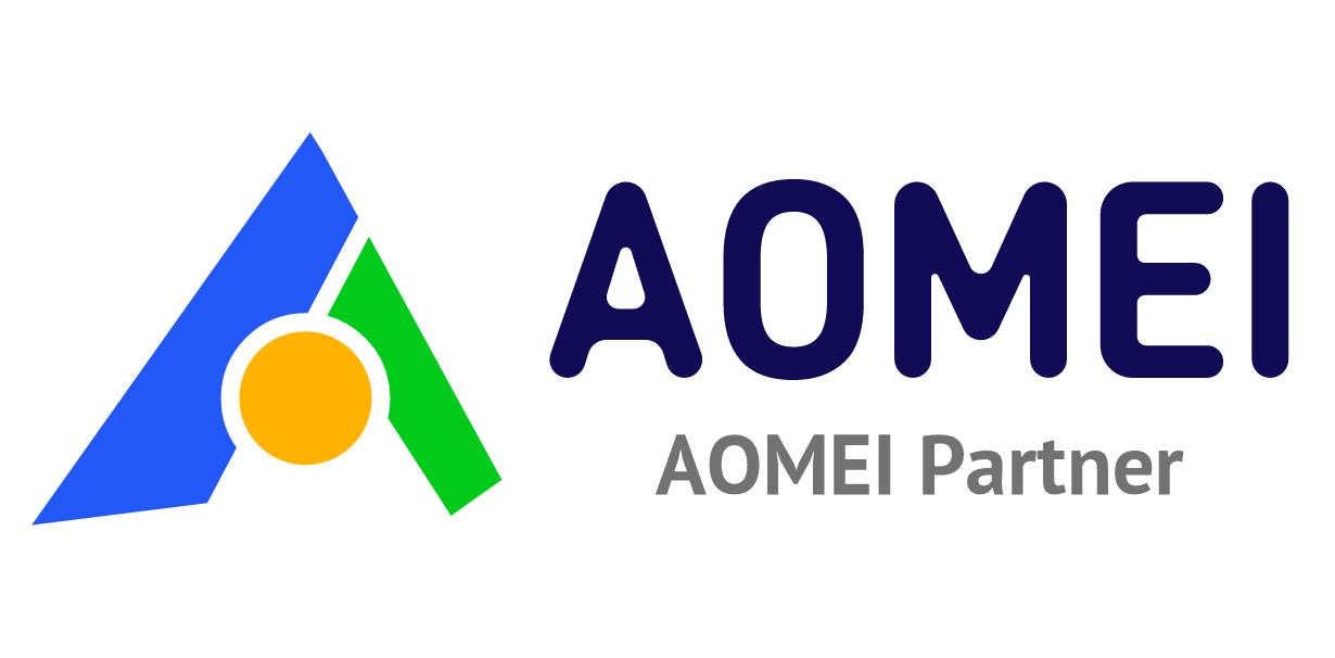 A logo with a stylized letter 'A' in blue, green, and yellow, alongside the text 'AOMEI' in dark blue and 'AOMEI Partner' in gray.