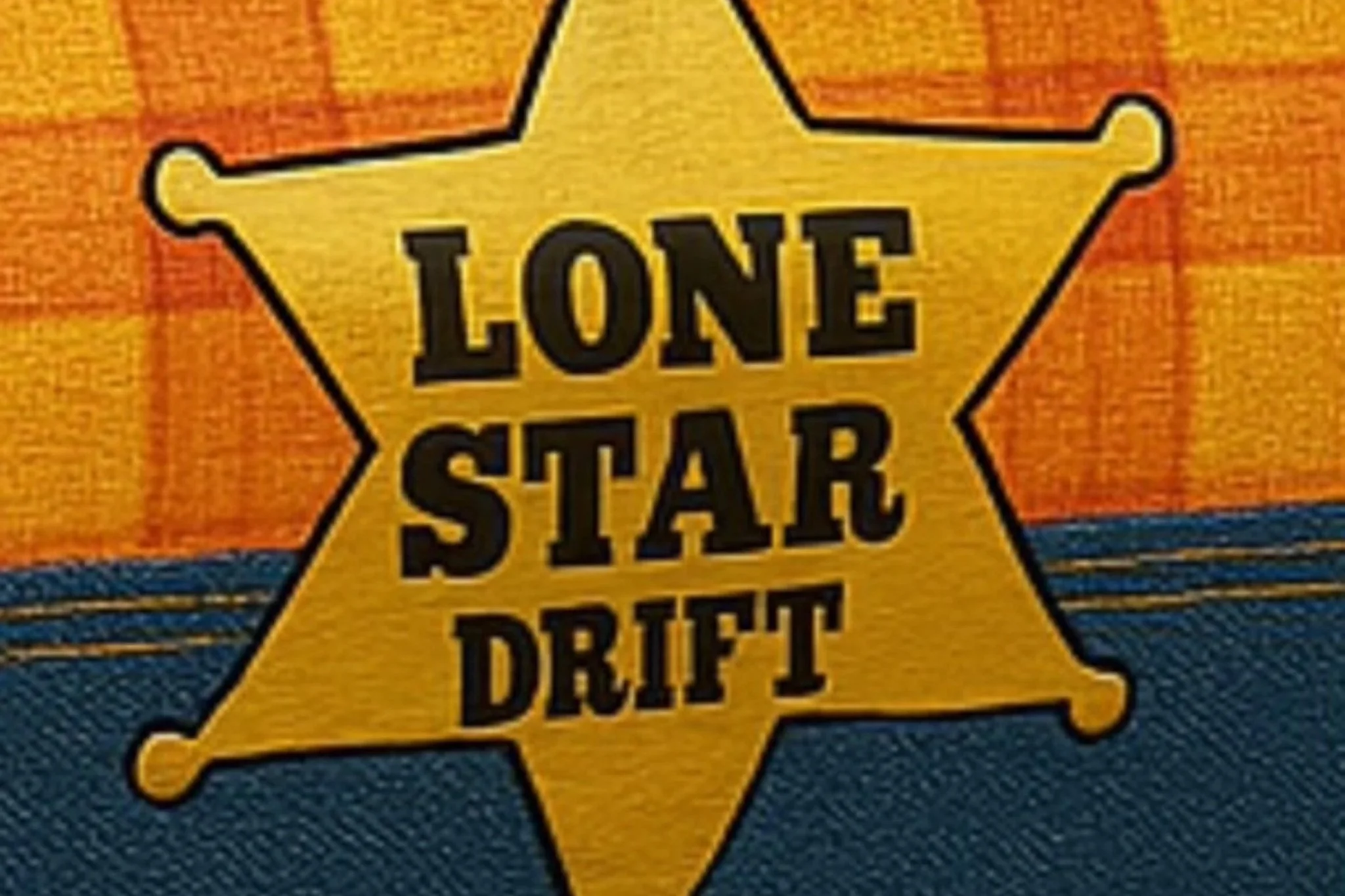 of the AI renders that the customer sent for the Woody 350z Drift car Livery of a sheriffs badge with a simple flat gold design and simple font.