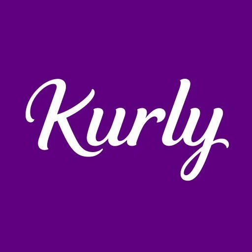 Purple background with white cursive text that says "KurlY."