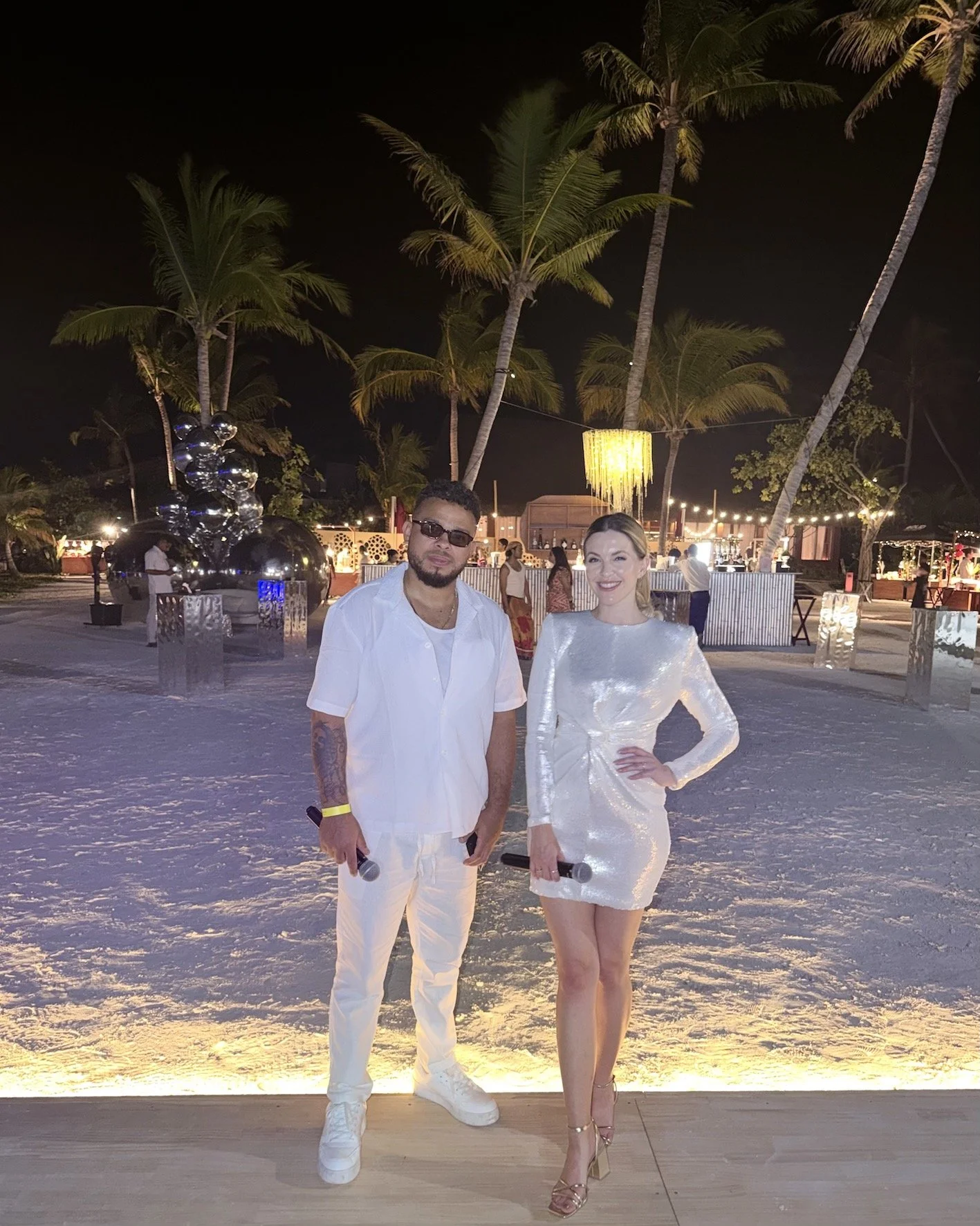 Golden Collective singers ready to perform at a wedding in The Maldives