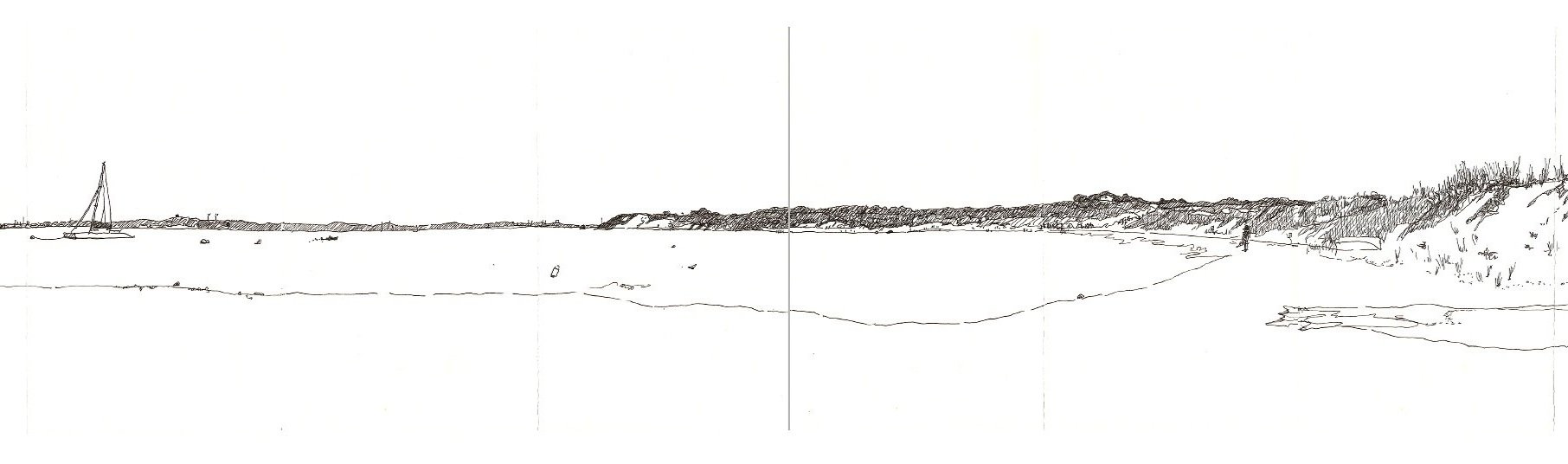 Lambert's Cove Beach 7/26/23 (excerpt, for full drawing see PANORAMAS)