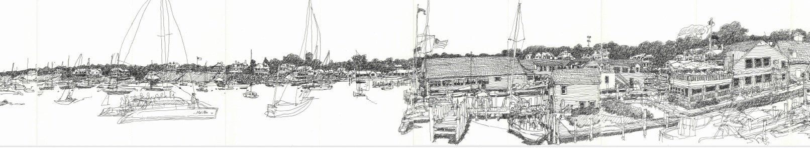 Edgartown Harbor 8.30.24 (excerpt, for full drawings see PANORAMAS)